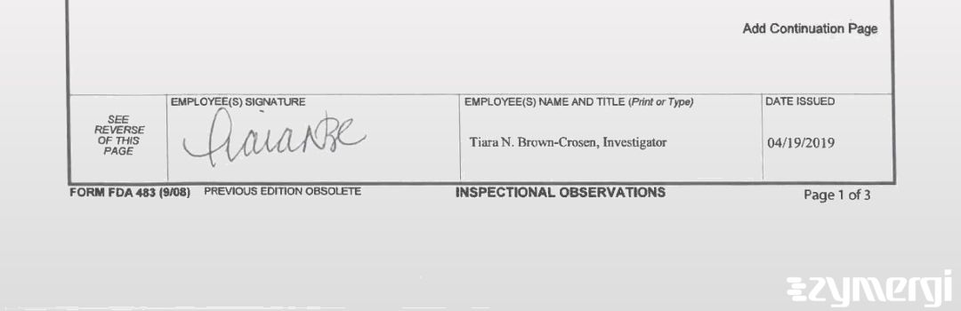 Tiara N. Brown-Crosen FDA Investigator