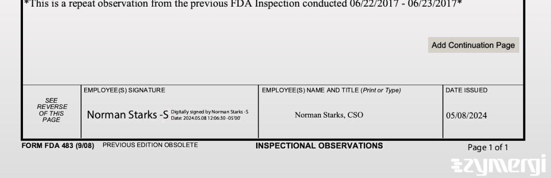 Norman K. Starks FDA Investigator