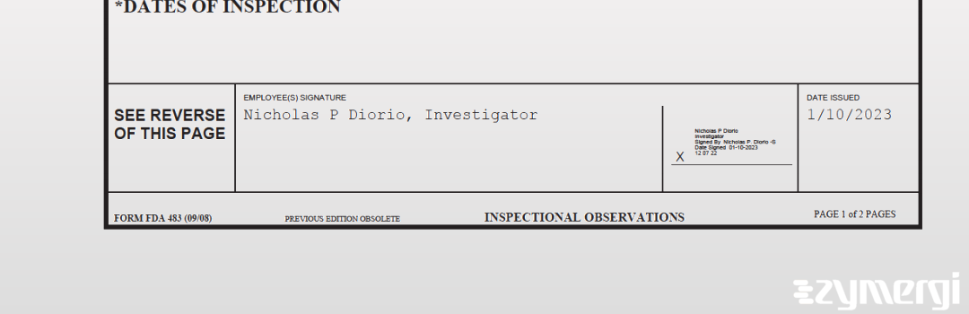 Nicholas P. Diorio FDA Investigator 