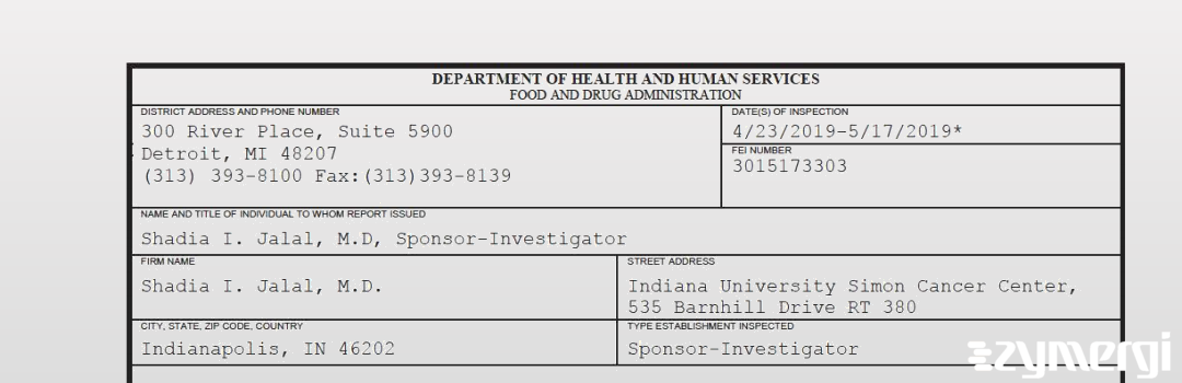 FDANews 483 Shadia I. Jalal, M.D. May 17 2019 top