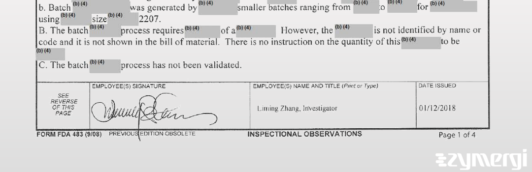 Liming Zhang FDA Investigator 