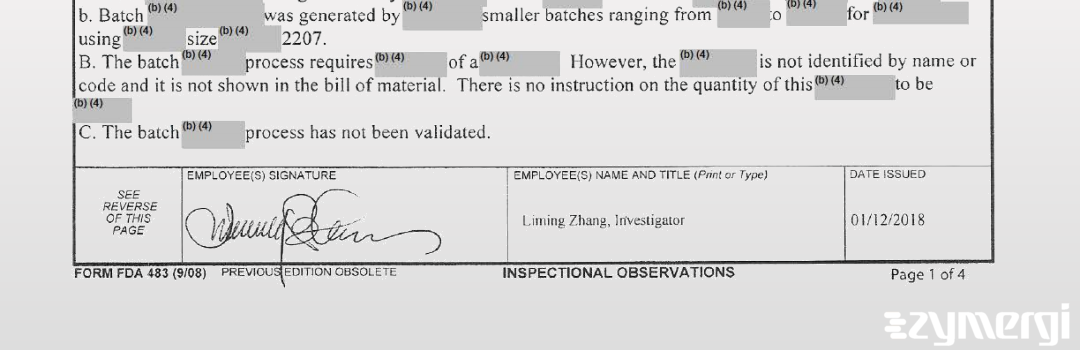Liming Zhang FDA Investigator