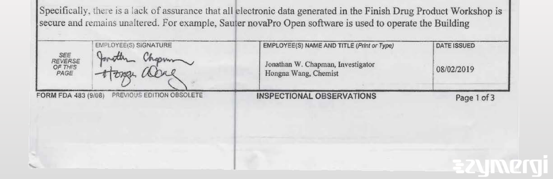 Jonathan W. Chapman FDA Investigator 