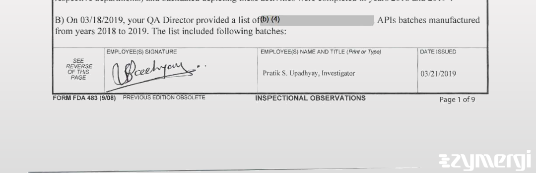 Pratik S. Upadhyay FDA Investigator 