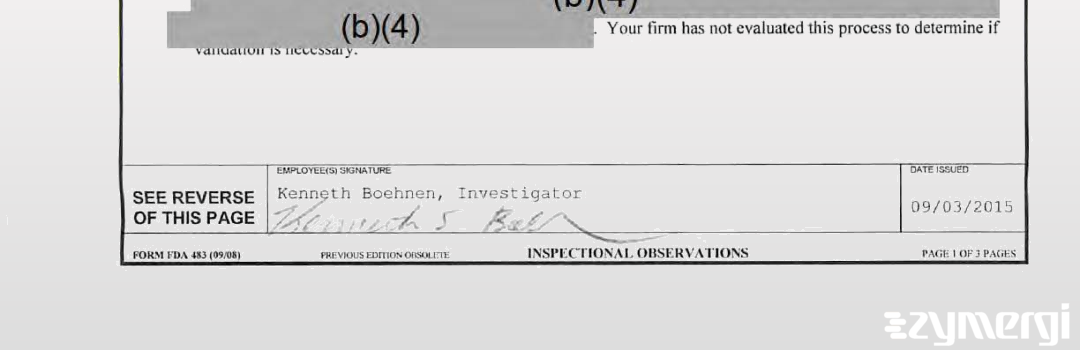 Kenneth Boehnen FDA Investigator