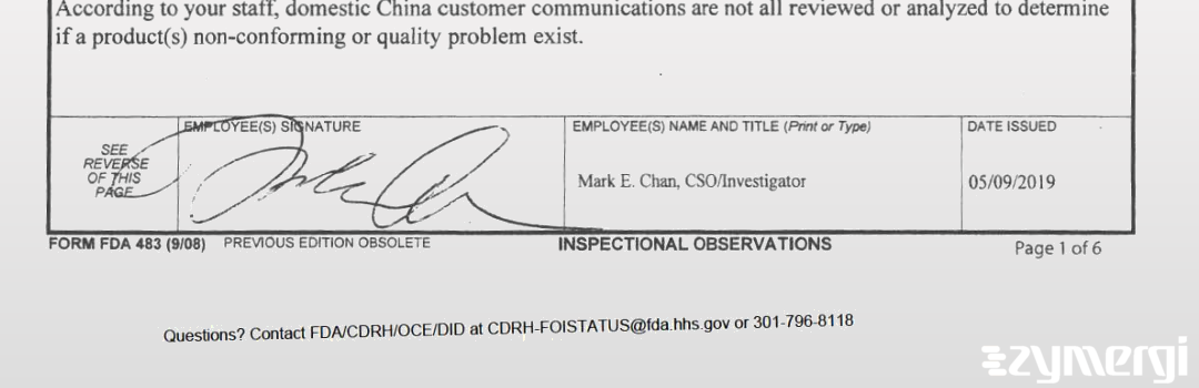 Mark E. Chan FDA Investigator