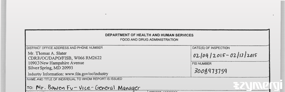 FDANews 483 Shenzhen Jumper Medical Equipment Co., Ltd. Feb 13 2015 top