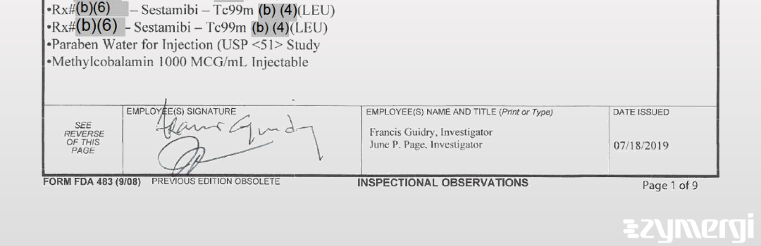 June P. Page FDA Investigator Francis A. Guidry FDA Investigator 