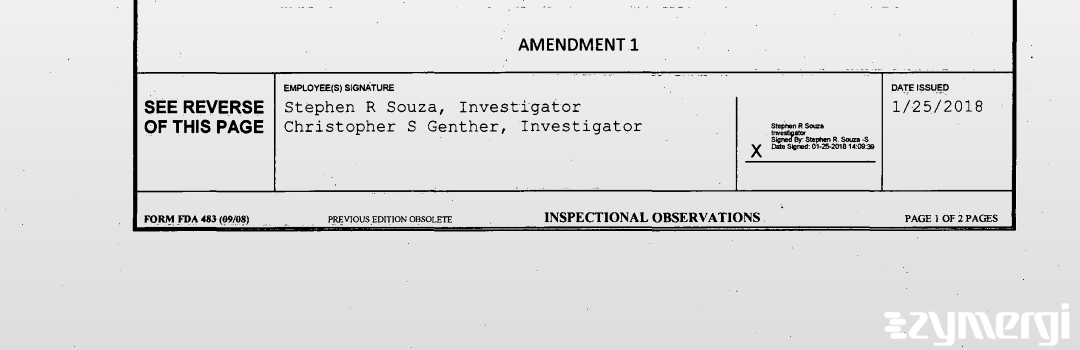 Stephen R. Souza FDA Investigator Christopher S. Genther FDA Investigator 