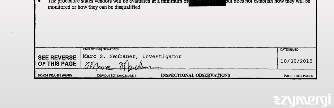 Marc S. Neubauer FDA Investigator
