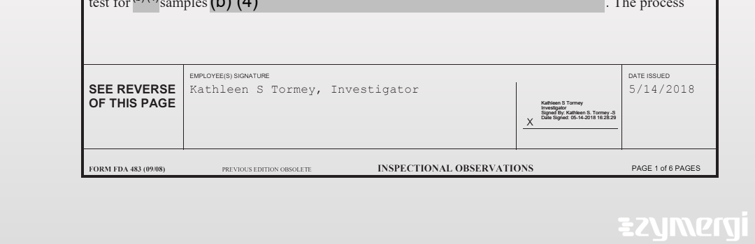 Kathleen S. Tormey FDA Investigator 