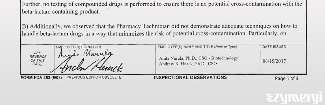 Andrew K. Haack FDA Investigator Anita Narula FDA Investigator 