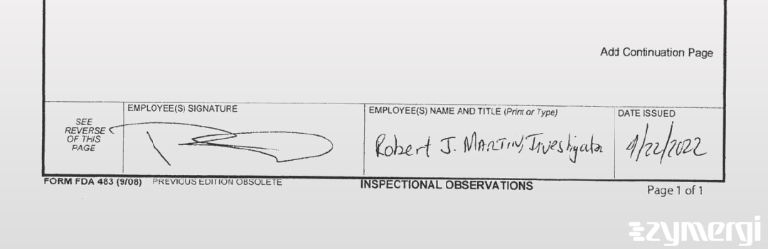 Robert J. Martin FDA Investigator