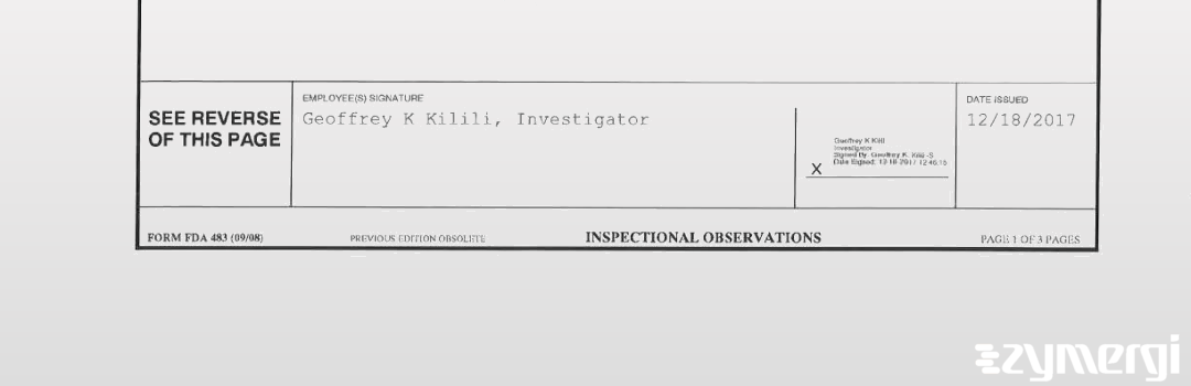 Geoffrey K. Kilili FDA Investigator 