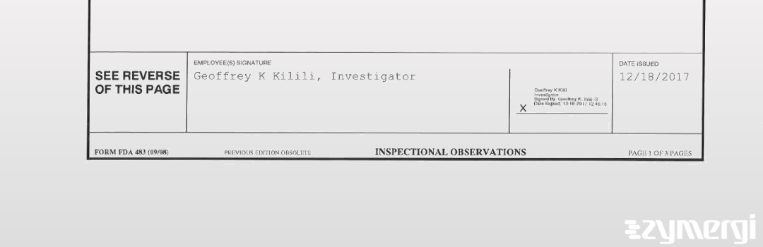 Geoffrey K. Kilili FDA Investigator