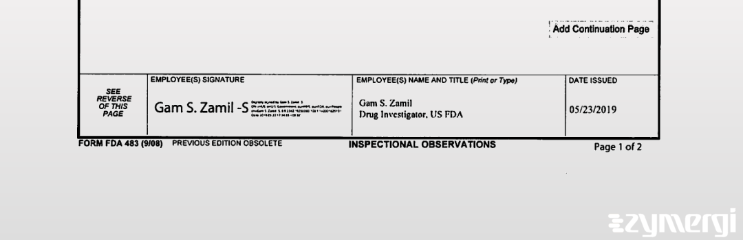 Gam S. Zamil FDA Investigator 