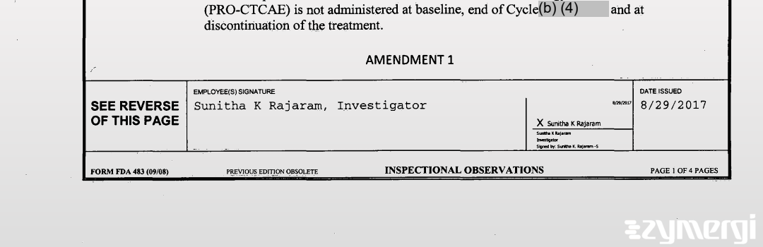 Sunitha K. Rajaram FDA Investigator 