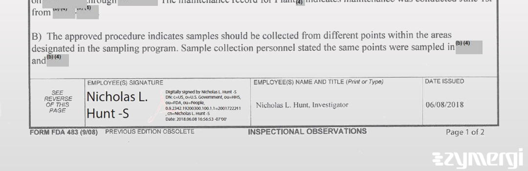 Nicholas L. Hunt FDA Investigator