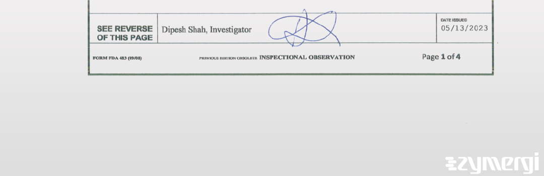 Dipesh K. Shah FDA Investigator 