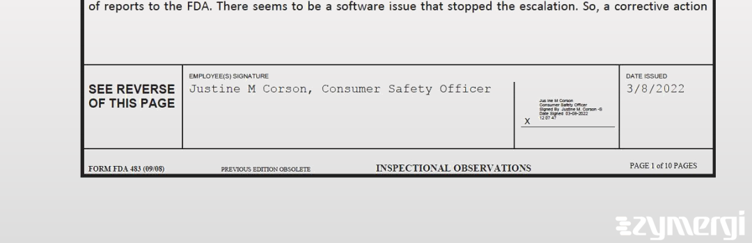 Justine M. Corson FDA Consumer Safety Officer 