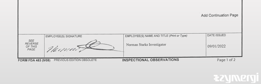 Norman K. Starks FDA Investigator