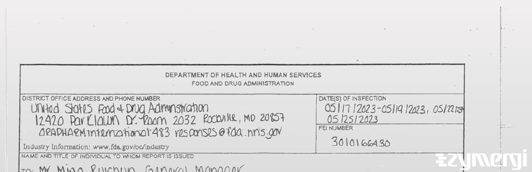 FDANews 483 Sinopharm Weiqida Pharmaceutical Co. Ltd. May 25 2023 top