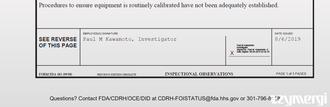 Paul M. Kawamoto FDA Investigator 