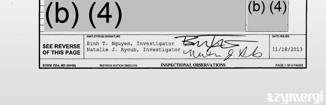 Binh T. Nguyen FDA Investigator Natalie J. Ayoub FDA Investigator