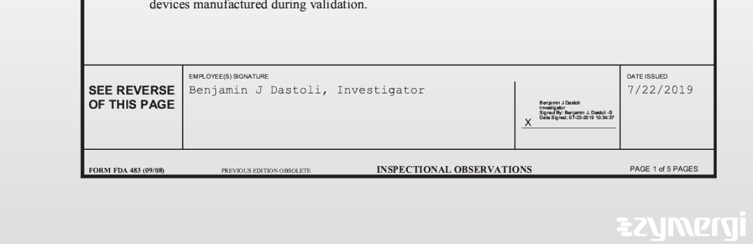 Benjamin J. Dastoli FDA Investigator 