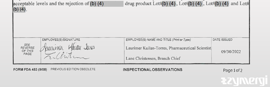 Laurimer Kuilan-Torres FDA Investigator Lane V. Christensen FDA Investigator 