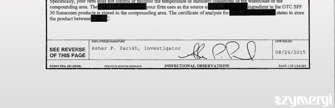 Ashar P. Parikh FDA Investigator