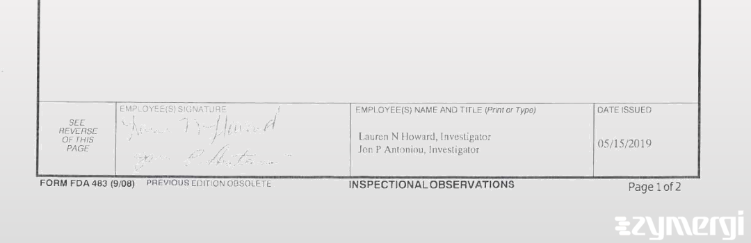 Lauren N. Howard FDA Investigator Jon P. Antoniou FDA Investigator 