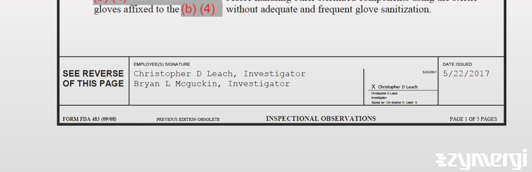 Bryan L. McGuckin FDA Investigator Christopher D. Leach FDA Investigator 