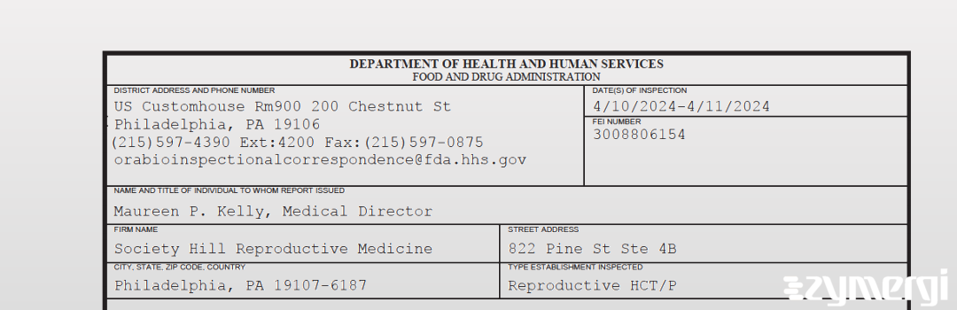 FDANews 483 Society Hill Reproductive Medicine Apr 11 2024 top