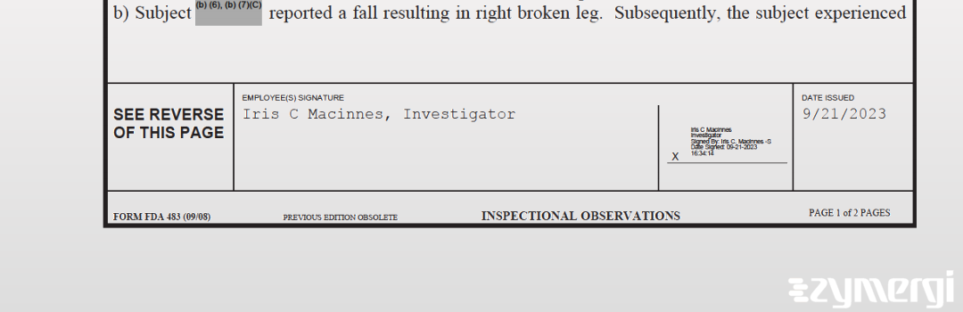 Iris C. Macinnes FDA Investigator