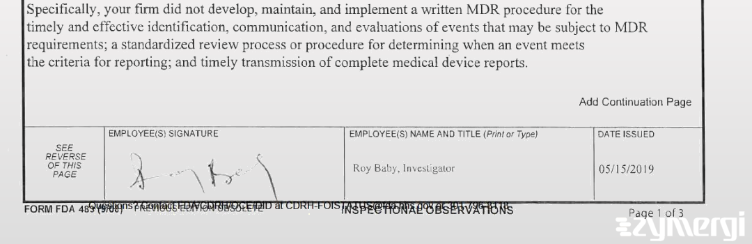 Roy Baby FDA Compliance Officer 