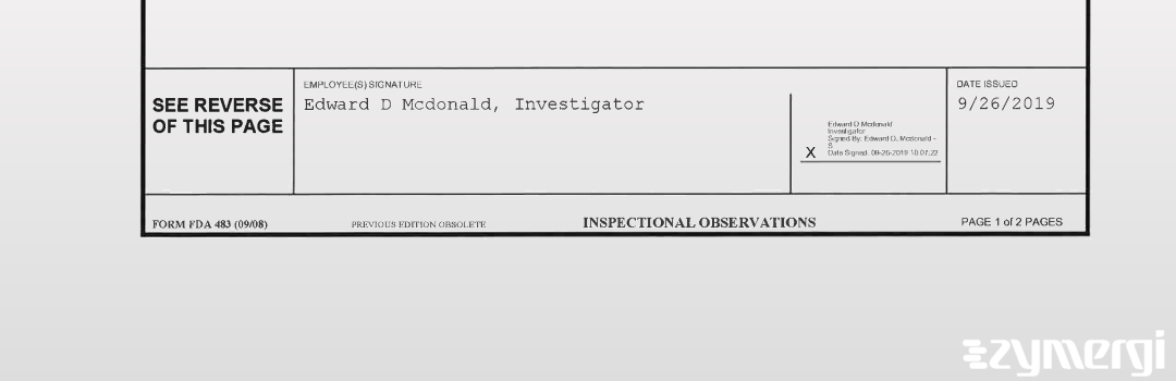 Edward D. McDonald FDA Investigator 