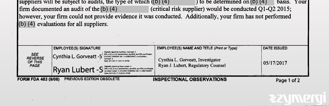 Cynthia L. Gorveatt FDA Investigator