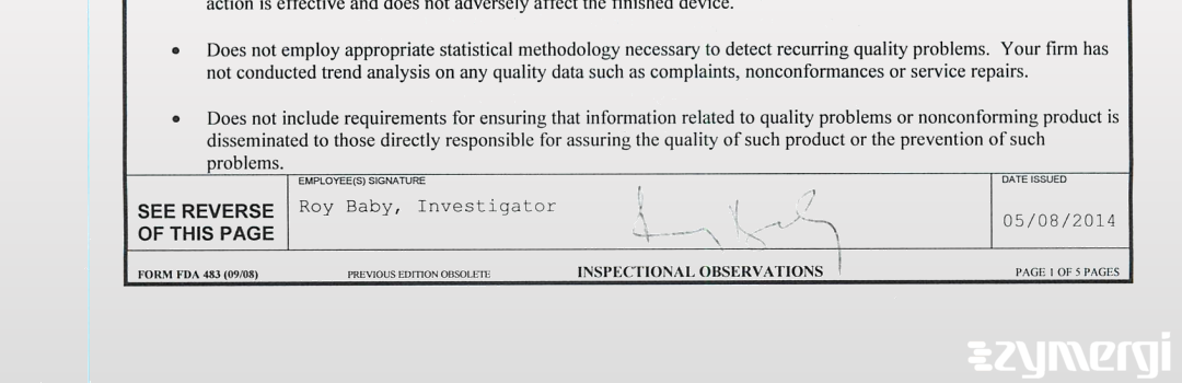 Roy Baby FDA Compliance Officer 