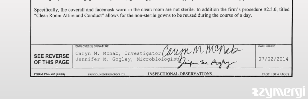 Caryn M. McNab FDA Investigator Jennifer M. Gogley FDA Investigator 