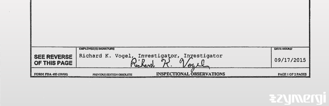 Richard K. Vogel FDA Investigator 