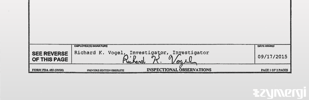 Richard K. Vogel FDA Investigator