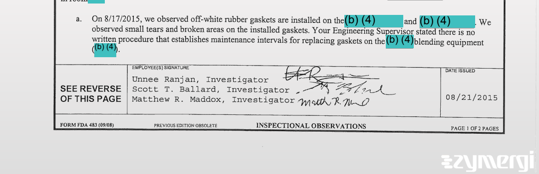 Unnee Ranjan FDA Investigator Scott T. Ballard FDA Investigator Matthew R. Maddox FDA Investigator 