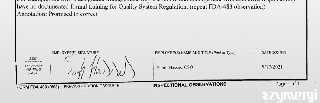 Sarah A. Hassas FDA Investigator