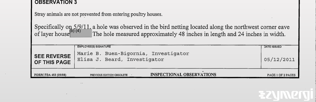 Marie B. Buen-Bigornia FDA Investigator Elisa J. Beard FDA Investigator