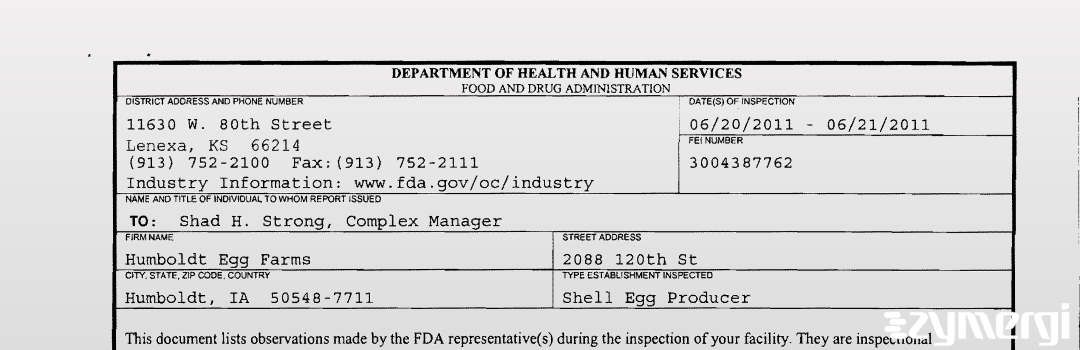 FDANews 483 Sparboe Farms, Inc. Jun 21 2011 top