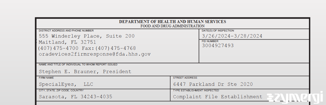 FDANews 483 SpecialEyes,  LLC Mar 28 2024 top