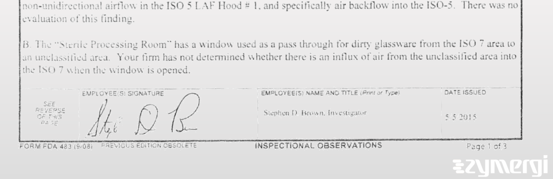 Stephen D. Brown FDA Investigator 