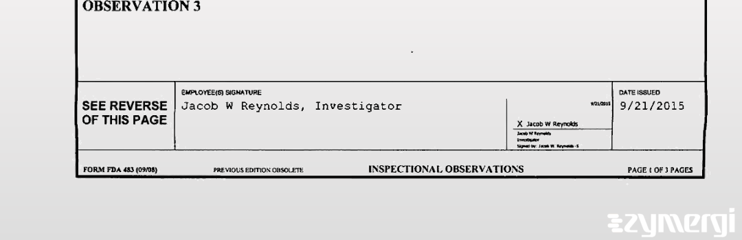 Jacob W. Reynolds FDA Investigator 