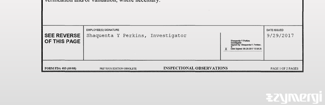 Shaquenta Y. Perkins FDA Investigator